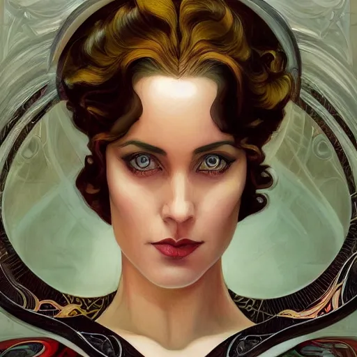 Prompt: a streamline moderne, art nouveau, multi - ethnic and multi - racial portrait in the style of charlie bowater, and in the style of donato giancola, and in the style of charles dulac. intelligent, expressive, very large eyes. symmetry, ultrasharp focus, dramatic lighting, photorealistic digital painting, intricate, elegant, highly detailed, symmetrical.