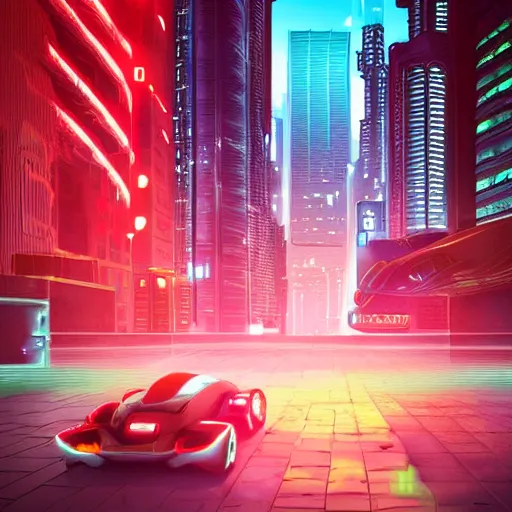 Prompt: a futuristic neon city, flying cars, cyberpunk city, realistic lighting
