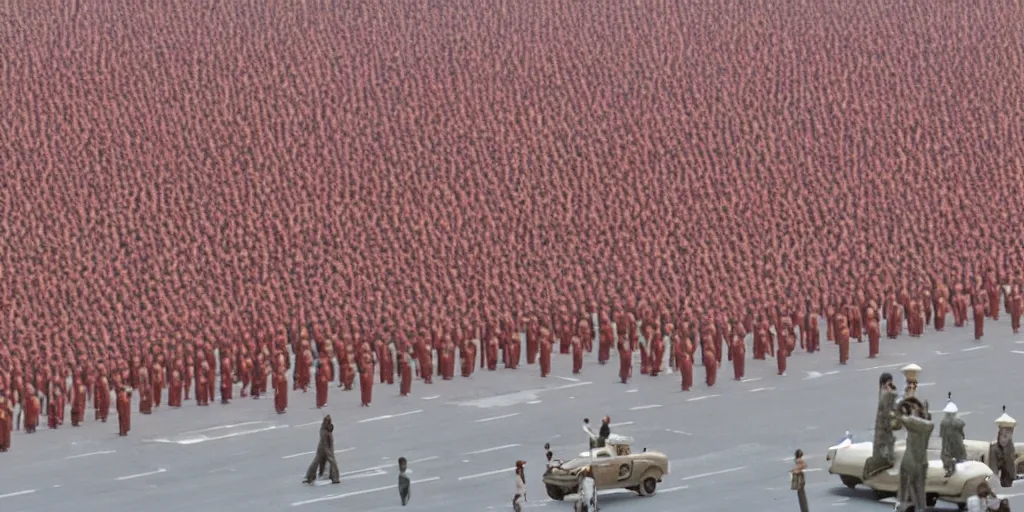 Image similar to a very high resolution image from a new movie, tiananmen square beautiful scenery, photorealistic, photography, directed by wes anderson