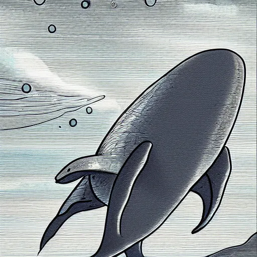 Image similar to a whale alien wistfully watches a spaceship fly away, sci-fi illustration,