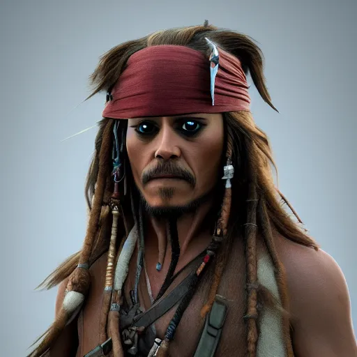 Image similar to Willem Dafoe is Jack Sparrow, hyperdetailed, artstation, cgsociety, 8k