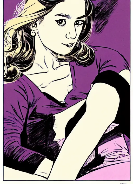 Prompt: a portrait of a pretty young lady by cliff chiang