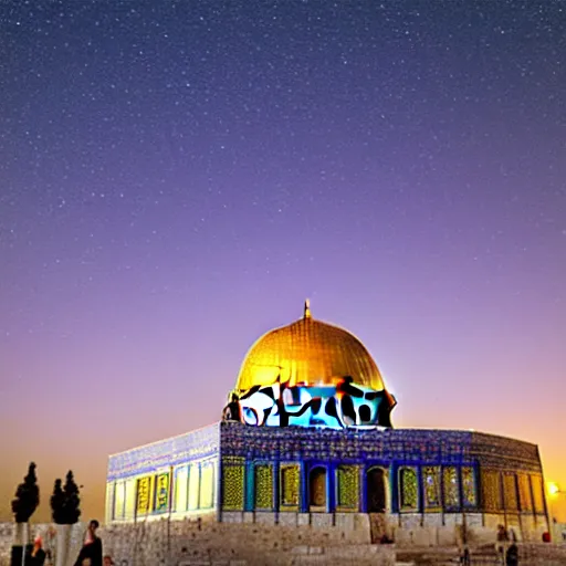 Image similar to dome of the rock, by professional photographer, night sky