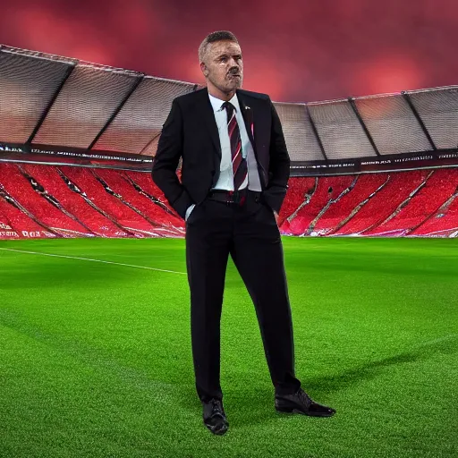 Image similar to Homelander as Manchester United manager, 8k, focused, epic quality, well lit,
