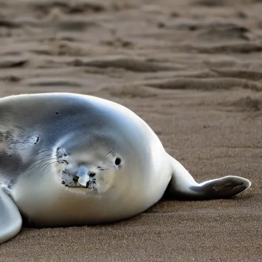 Image similar to baby seal lounging on a beach