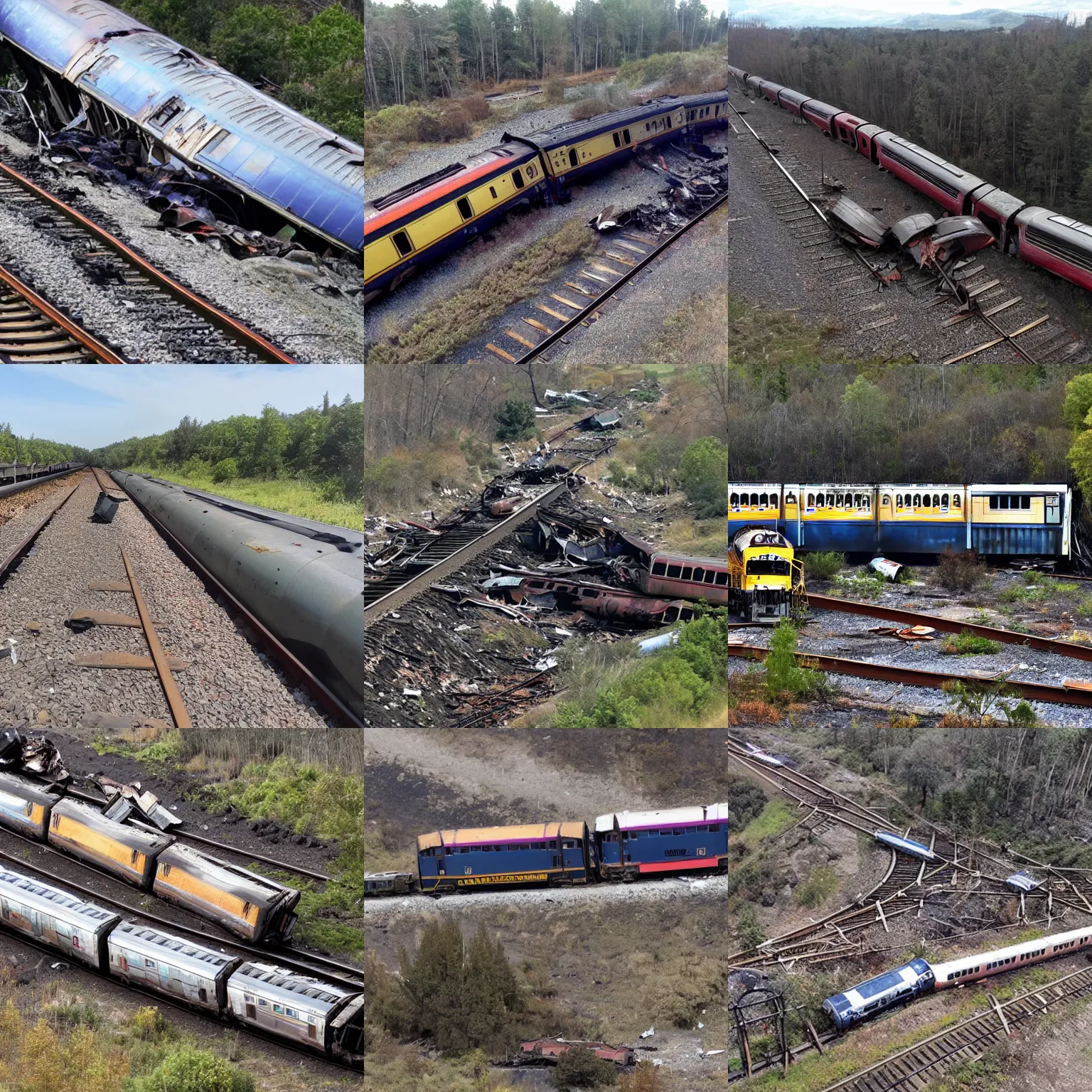 Prompt: A Train Crash Site