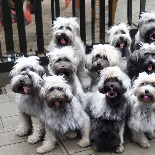 Image similar to an avalanche of zwergschnauzers in the city