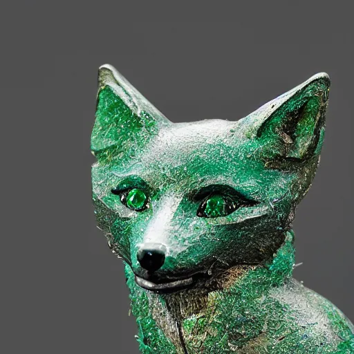 Image similar to Portrait photography of an Emerald fox sculpture