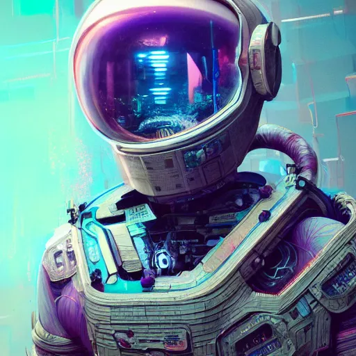 Image similar to hyperrealistic portrait of a squid monster astronaut, full body portrait, well lit, intricate abstract. cyberpunk, intricate artwork, by Tooth Wu, wlop, beeple. octane render,in the style of Jin Kagetsu, James Jean and wlop, highly detailed, sharp focus, intricate concept art, digital painting, ambient lighting, 4k, artstation