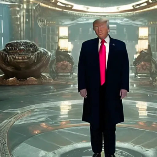 Image similar to film still of Trump in avengers endgame