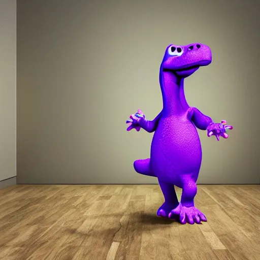 Prompt: barney the dinosaur winning a nobel prize, 8 k render, award - winning photograph