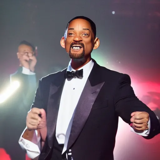 Prompt: Will Smith is dancing in a cabaret