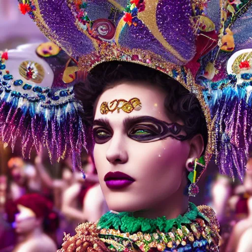 Prompt: ultrarealistic brazilian carnaval queen by istvan sandorfi & thomas eakes & xiang duan, perfect facial symmetry, dim volumetric cinematic lighting, photography, 8 k octane comprehensive render, post - processing, extremely hyper - detailed, intricate, lifelike texture, epic composition, masterpiece, stunning,