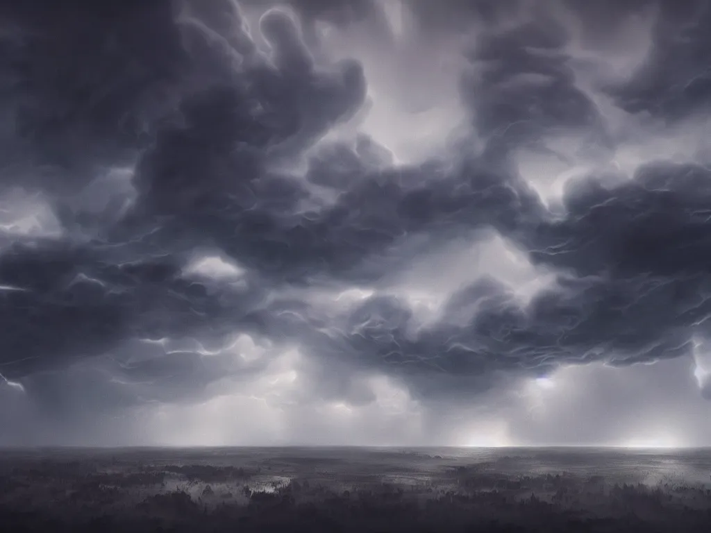 Image similar to supercells, landscapes, storms, craig mullens, unreal engine 5, octane render, scifi, moody, atmospheric, cinematic, very high complexity, 4 k