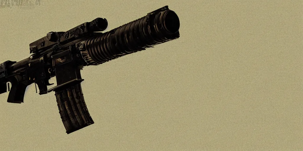 Image similar to m4 carbine, black, scifi, dirty, gritty, studio lighting, chromatic aberration, concept art