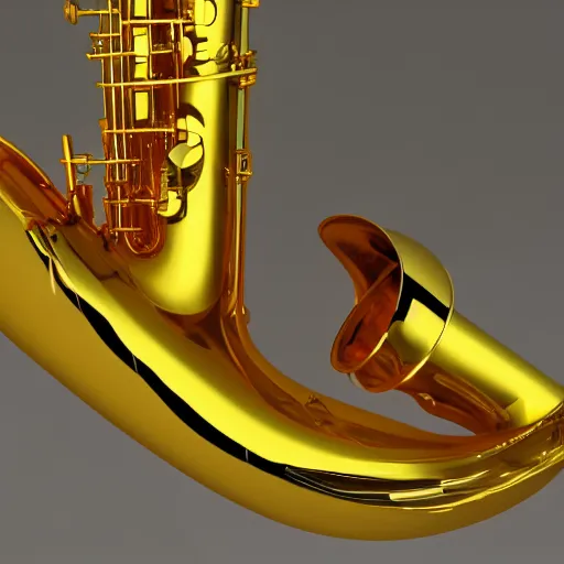 Image similar to golden saxophone 8 k high quality highly detailed octane render blender