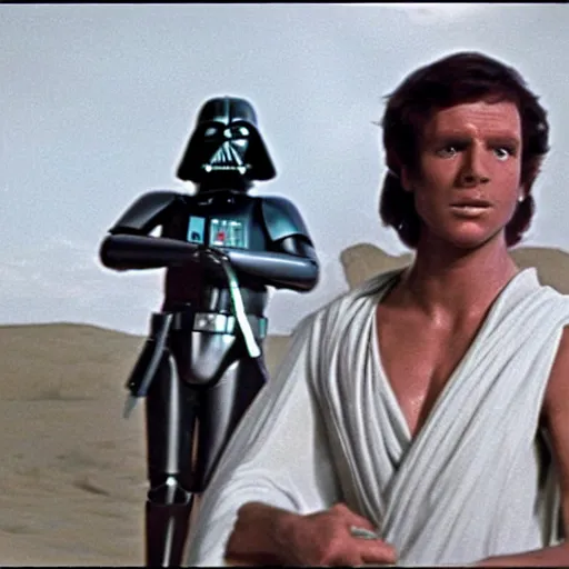 Image similar to a film still of adam ( from the bible ) in star wars 1 9 7 7, realistic, photorealistic, detailed,