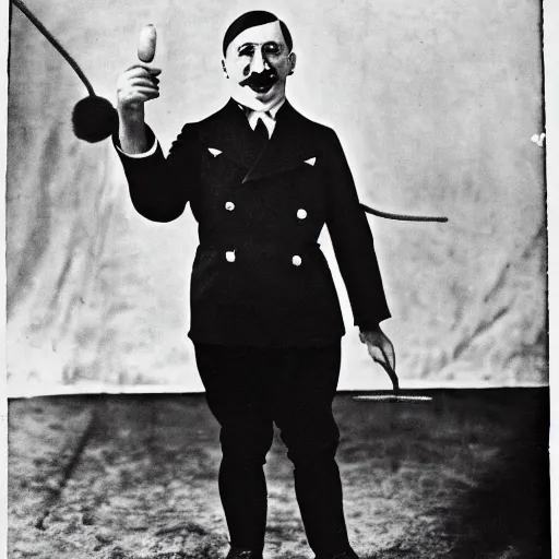 Prompt: Adolf hitler as a Circus clown, press-photo, realistic