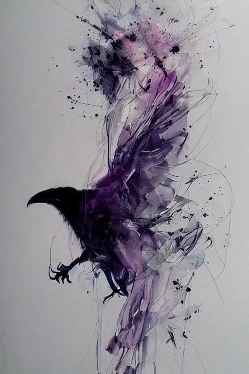 Image similar to scifi futuristic raven bird art by agnes cecile, beautiful, soft, smooth