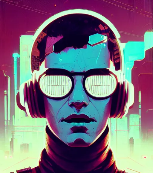 Image similar to cyberpunk synth - wave highly detailed portrait man cyberpunk, by atey ghailan, by greg rutkowski, by greg tocchini, by james gilleard, by joe fenton, by kaethe butcher, dynamic lighting, gradient light blue, brown, blonde cream and white color scheme, grunge aesthetic