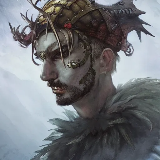 Prompt: Bismark Boy Chaos Myrmidon Portrait Portrait Portrait Planescape Torment Vagrant Story Final Fantasy Character Time Druid Face Head Eyes Jordan Grimmer Oleg Zherebin Till Freitag Tamas Medve Todor Hristov Ilya Repin