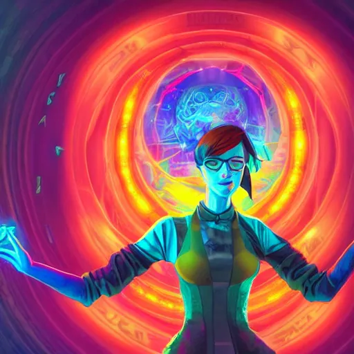 Image similar to skill magic geek inside matrix deepdream radiating a glowing aura stuff loot legends stylized digital illustration video game icon artstation lois van baarle, ilya kuvshinov, rossdraws,