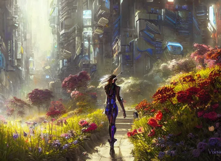 Image similar to cyberpunk flower bloom by vladimir volegov and alexander averin and peder mørk mønsted and adrian smith and raphael lacoste