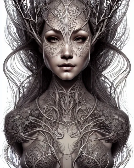 Image similar to digital art, centered elven body made with intricate roots, by James Jean and by artgerm, by ross tran , ultradetailed, charachter design, concept art, trending on artstation,