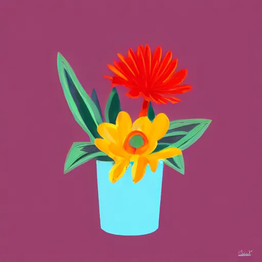 Image similar to flower in a pot but minimalistic concept art by frank stella gilleard james whalen tom, colorful, soft light, trending on artstation, minimalism