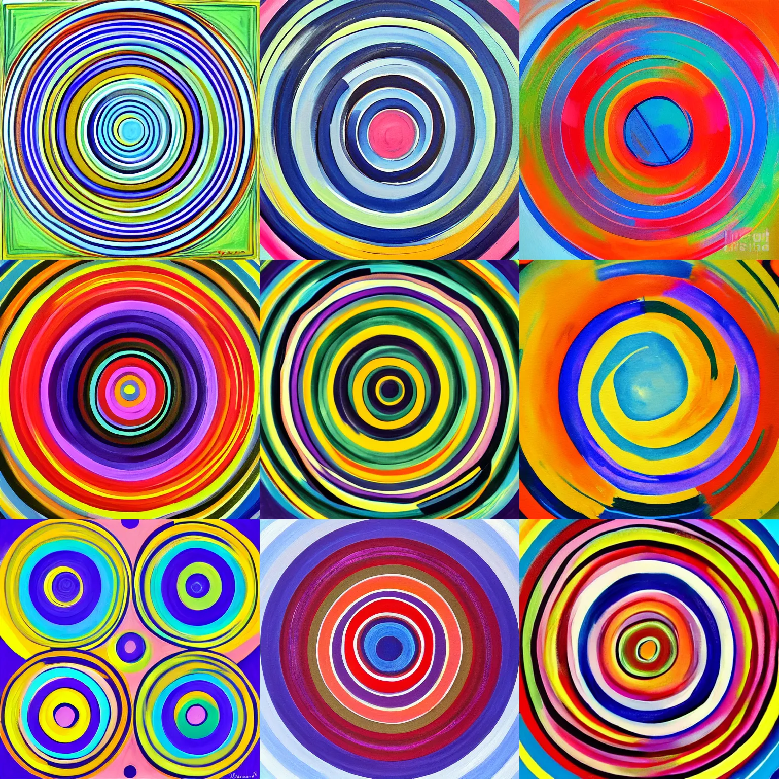 Prompt: concentric circles, painting, vibrant colors