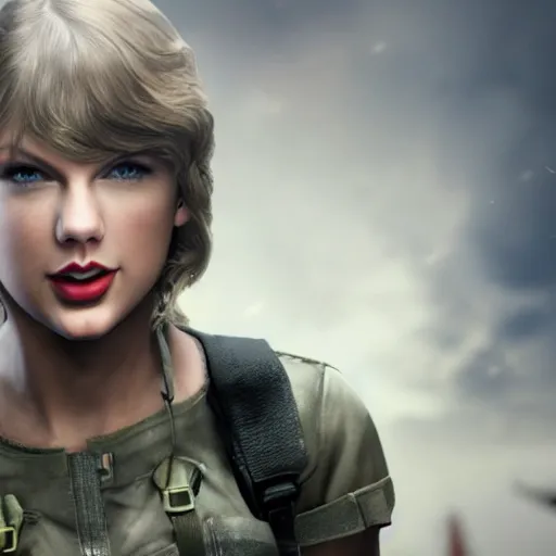 Image similar to Taylor Swift in Call of Duty, 4k