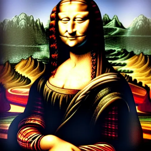 Image similar to monalisa in the style of jeffrey smith, in the style of jeffrey smith, in the style of jeffrey smith, in the style of jeffrey smith