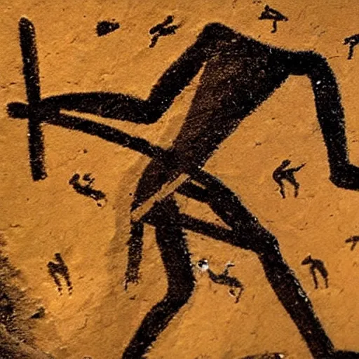 Image similar to hunting, paleolithic cave painting