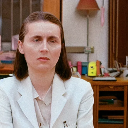 Prompt: kmonica bulleuci in wes anderson movie