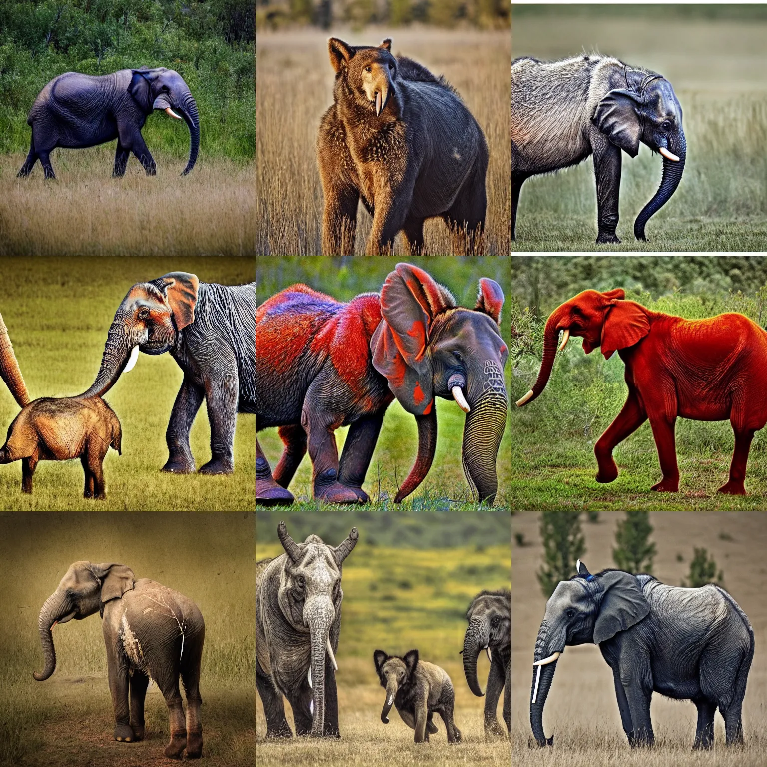 Prompt: a lobster-bear-wolf-horse-elephant, wildlife photography