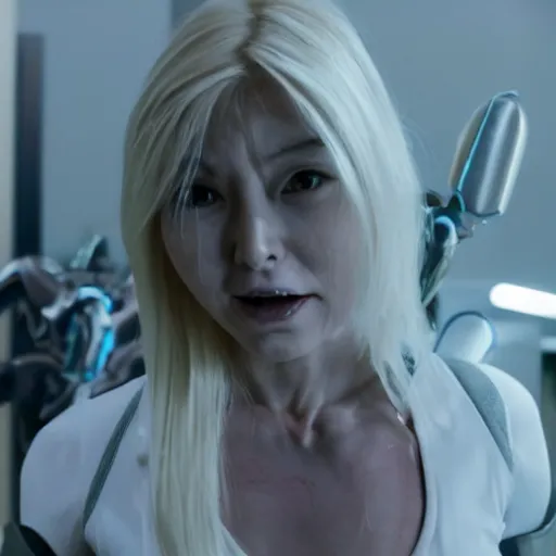 Image similar to cybernetic bio-mutant female human-beast, sharp teeth, movie still hd