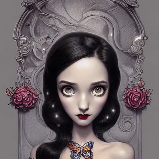 Prompt: Lofi portrait, Pixar style by Joe Fenton and Stanley Artgerm and Tom Bagshaw and Tim Burton, wink