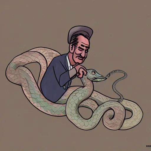 Prompt: Lyndon B Johnson riding a jumbo snake, digital art