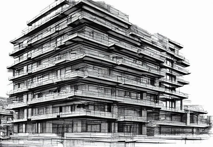 Prompt: architecture drawing of a building that is made for pure entertainment lines graphite good paper 3 d photo thank you computer