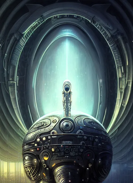 Image similar to closeup portrait shot of alien egg cybertronic in a scenic dystopian environment, intricate, elegant, highly detailed, centered, digital painting, artstation, concept art, smooth, sharp focus, illustration, artgerm, tomasz alen kopera, peter mohrbacher, donato giancola, joseph christian leyendecker, wlop, boris vallejo