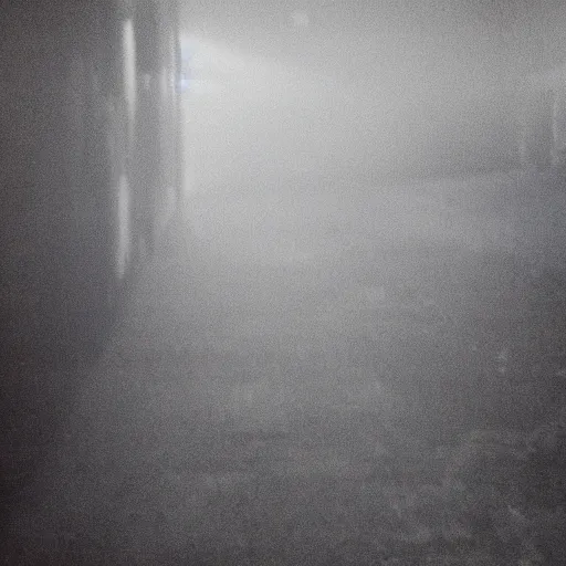 Prompt: insane nightmare, no light, everything is blurred, creepy shadows, warehouse , very poor quality of photography, 2 mpx quality, grainy picture