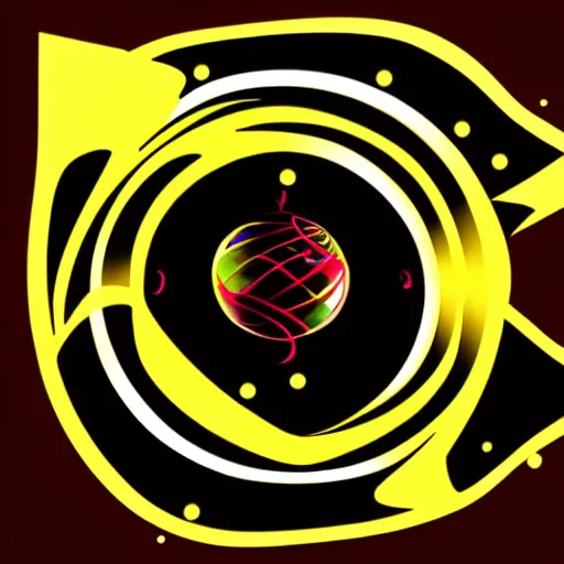 Image similar to a ball with waves emitting horisontaly logo, 2 d