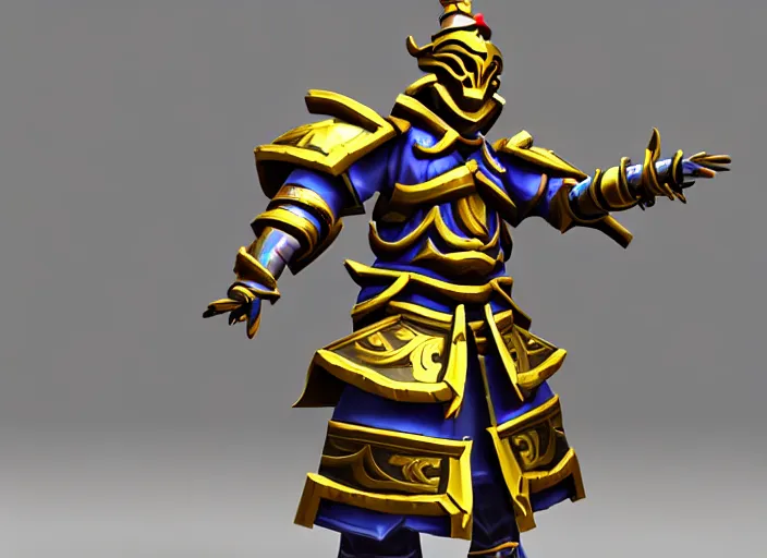 Image similar to suit of gilded samurai armor, stylized stl, 3 d render, activision blizzard style, hearthstone style