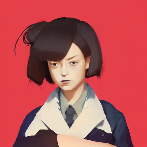 Image similar to Portrait Fanart of of Sukeban Deka (1986), artwork by Sergey Kolesov, arstation,