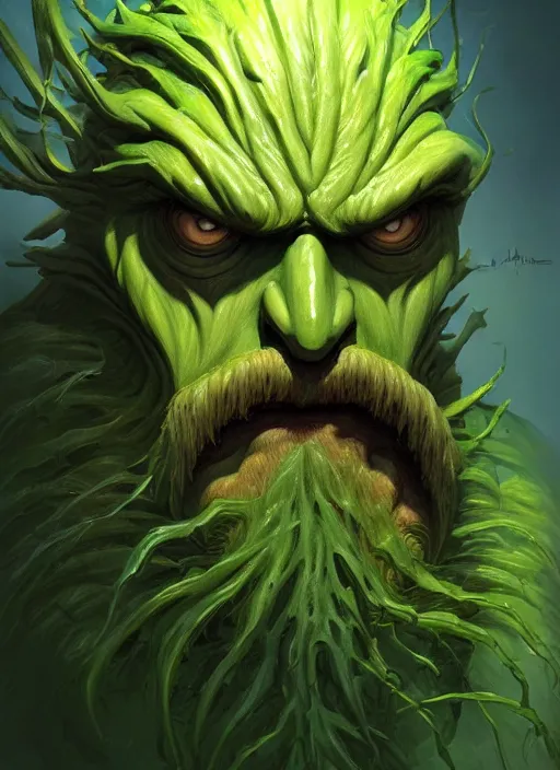 Image similar to portrait of swamp thing, artstation, cartoon, elegant, highly detailed, digital painting, masterpiece art by ghibli!, makoto shinkai!, bluth!, fujita goro!, giraud!, ghailan!, akihiko yoshida!, fadeev! 8 k