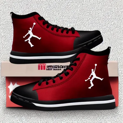 Prompt: metalic jordan sneakers based off ironman