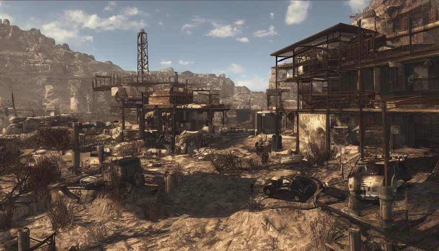 Image similar to 3 d rendering of fallout new vegas, unreal engine, 4 k, ultra detailed