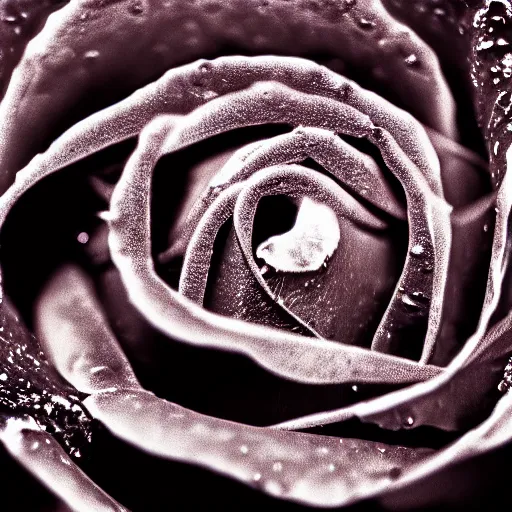 Image similar to award - winning macro of a beautiful black rose made of glowing molten magma