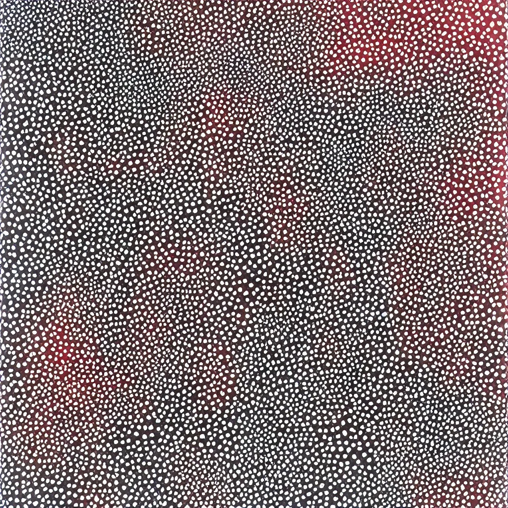 Image similar to camouflage made of hearts, smiling, abstract, rei kawakubo artwork, cryptic, dots, stipple, lines, splotch, color tearing, pitch bending, color splotches, dark, ominous, eerie, minimal, points, technical, old painting