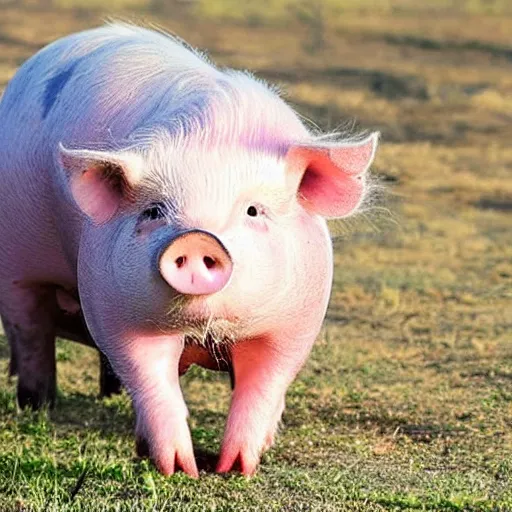 Image similar to cute pig with lion fur